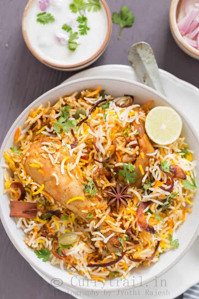 Dum Chicken Biryani  (with Raita)
